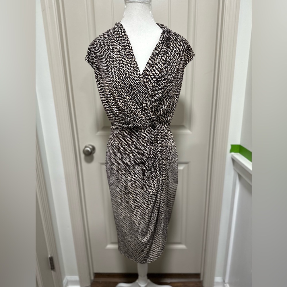 Chaps Monochrome Patterned Midi Dress